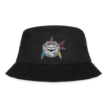 Dessin animé de requin tatoué avec des nageoires de crâne - Bob - noir - Devant - Lela (165cm)