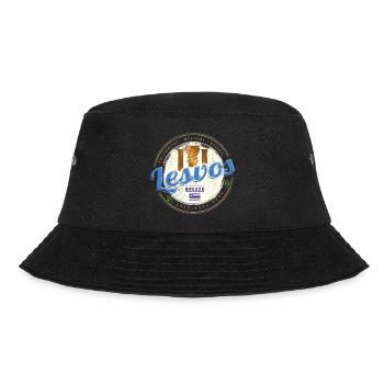 Lesbos Insel in Griechenland Retro Urlaub Souvenir - Bucket Hat - Schwarz - Vorne - Lela (165cm)