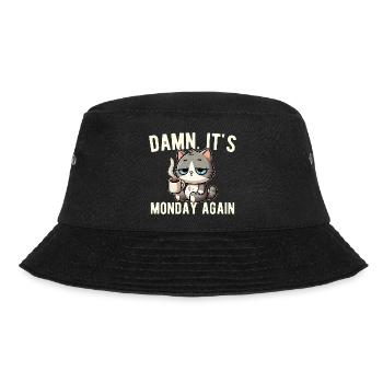 Montag wieder Katzenkaffee, Arbeitsstress, lustig - Bucket Hat - Schwarz - Vorne - Lela (165cm)