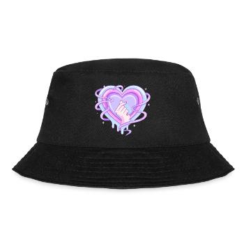 Pastel Heart K Pop Finger Symbol Love - Bucket Hat - black - Front - Lela (165cm)