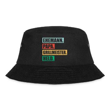 Papa Grillmeister Held Für Vatertag BBQ - Bucket Hat - Schwarz - Vorne - Lela (165cm)