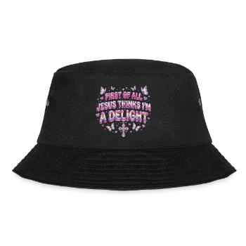 First Of All Jesus Thinks I'm A Delight - Bucket Hat - black - Front - Lela (165cm)