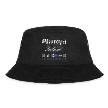 Akureyri Island Streetwear Reise Souvenir - Bucket Hat - Schwarz - Vorne - Lela (165cm)