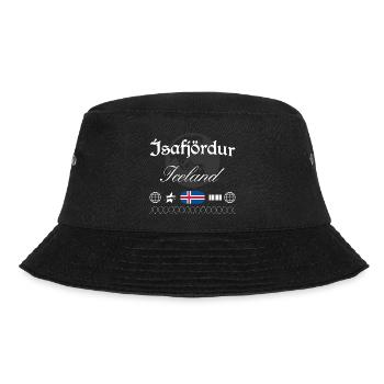 Ísafjörður Island Streetwear Reise Souvenir - Bucket Hat - Schwarz - Vorne - Lela (165cm)