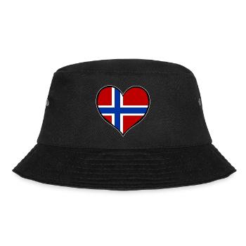Norwegen Herzflagge used - Bucket Hat - Schwarz - Vorne - Lela (165cm)