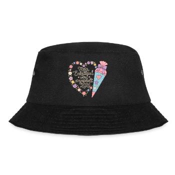 Enkelkind Einschulung 2026 Blumenherz - Bucket Hat - Schwarz - Vorne - Lela (165cm)