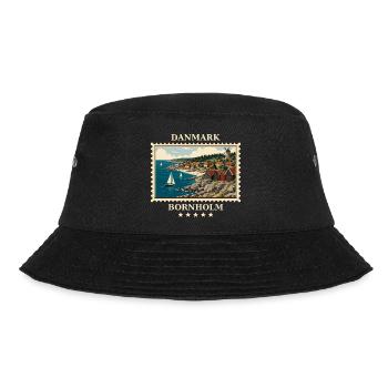 Dänemark Bornholm Vintage Reisemarke - Bucket Hat - Schwarz - Vorne - Lela (165cm)