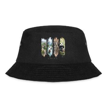 China Urlaub Travel – Mauer & Kultur Motiv - Bucket Hat - Schwarz - Vorne
