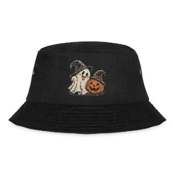 Ghost Pumpkin, Spooky Friends, Pumpkin Ghost, Happ - Bucket Hat - Schwarz - Vorne