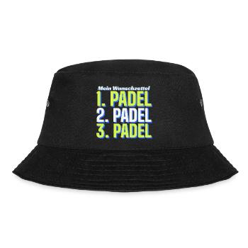 Wunschzettel: Padel, Padel, Padel - Weihnachten - Bucket Hat - Schwarz - Vorne