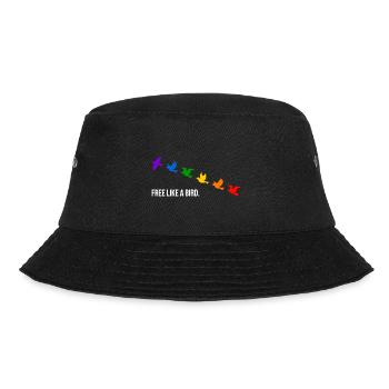 Free like a bird, in Regenbogenfarben - Weiß - Bucket Hat - Schwarz - Vorne - Lela (165cm)