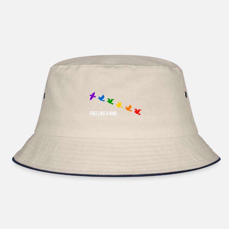 Free like a bird, in Regenbogenfarben - Weiß Bucket Hat