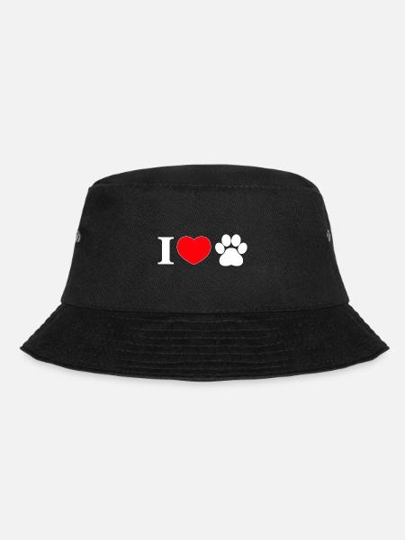 "I love" with paw print - Bucket Hat - black
