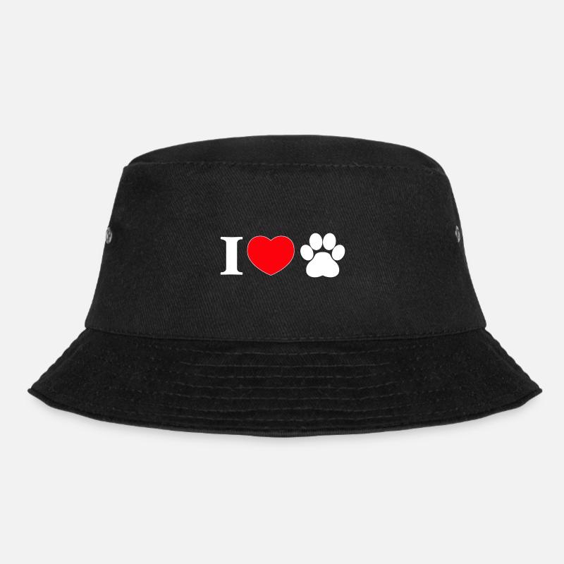 "I love" with paw print - Bucket Hat - black