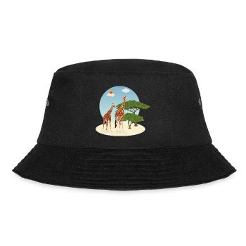 Mother and baby giraffe - Bucket Hat - black - Front - Lela (165cm)