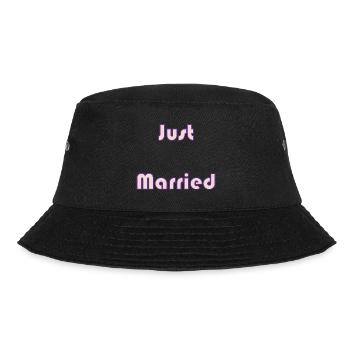 GERADE VERHEIRATET. Junggesellinnenabschied. HEILIGER VALENTINSTAG. PAAR. LIEBE - Bucket Hat - Schwarz - Vorne - Lela (165cm)