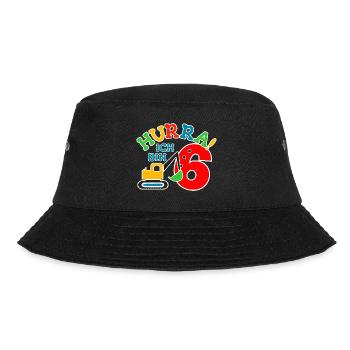 6. Geburstag Bagger - Bucket Hat - Schwarz - Vorne - Lela (165cm)