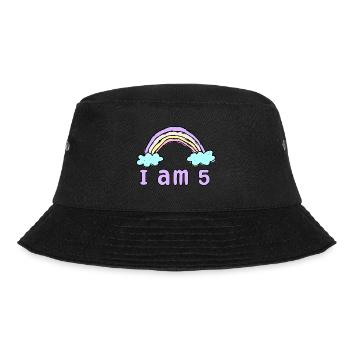 Geschenk 5 Jahre Geburtstag Ich bin 5 Jahre alt - Bucket Hat - Schwarz - Vorne - Lela (165cm)