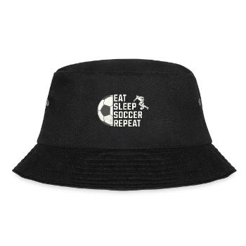 Eat. Sleep. Soccer. Repeat. – Für alle Fußballfans - Bucket Hat - Schwarz - Vorne - Lela (165cm)