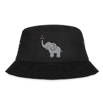 Funny baby elephant with hearts - Bucket Hat - black - Front - Lela (165cm)