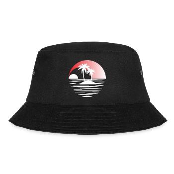 Insel mit Palmen weiss rot - Bucket Hat - Schwarz - Vorne - Lela (165cm)