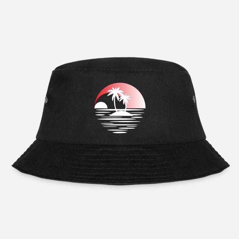 Insel mit Palmen weiss rot - Bucket Hat - Schwarz