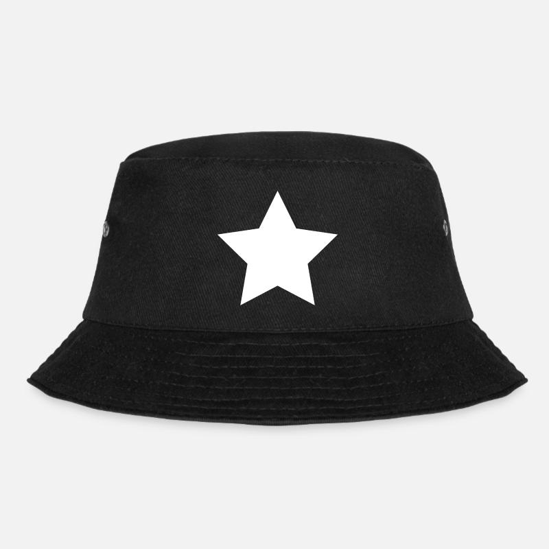 Star White - Bucket Hat - black
