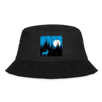 Deer in front of the moon / sun forest dwellers forest roebuck - Bucket Hat - black - Front - Lela (165cm)