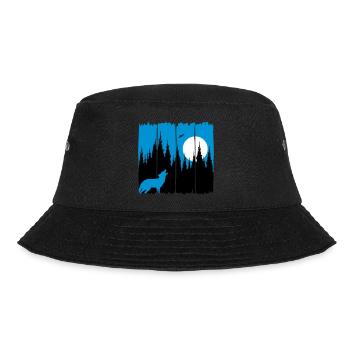 Wolf vor Mond/Sonne Waldbewohner Waldtier Geschenk - Bucket Hat - Schwarz - Vorne - Lela (165cm)