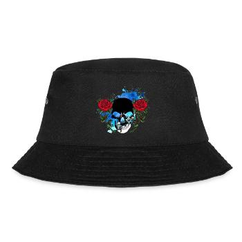 Skull Skull Skull Roses Flowers Splash - Bucket Hat - black - Front - Lela (165cm)