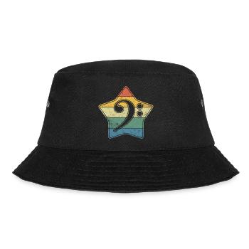 Basschlüssel als Vintage Style Stern im used look - Bucket Hat - Schwarz - Vorne - Lela (165cm)