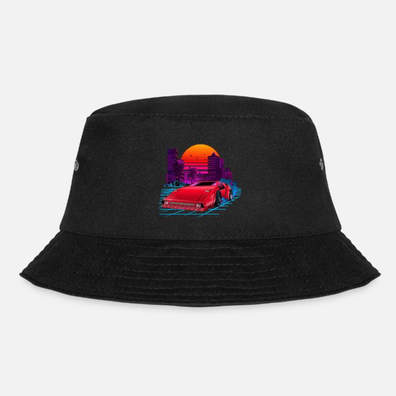 Voiture rétro Synthwave des années 80 - Bob - noir
