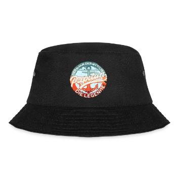 PAPITÄN - Die Legende - Retrocolor - Bucket Hat - Schwarz - Vorne - Lela (165cm)
