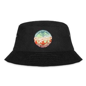 Papitän - Die Legende - Retro - Bucket Hat - Schwarz - Vorne - Lela (165cm)