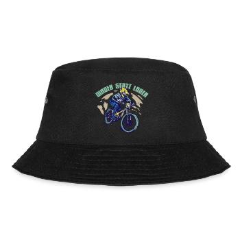 Waden statt laden - Mountainbiker Mountainbike - Bucket Hat - Schwarz - Vorne - Lela (165cm)