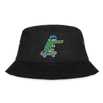 Krokodil mit Skateboard und Mütze - Bucket Hat - Schwarz - Vorne - Lela (165cm)