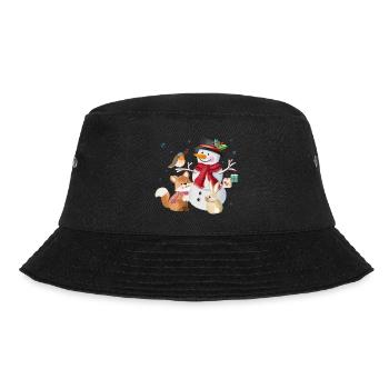 Snowman with fox, robin and hare - Bucket Hat - black - Front - Lela (165cm)