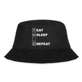 Eat Sleep Repeat Icon Layout - Bucket Hat - Schwarz - Vorne - Lela (165cm)