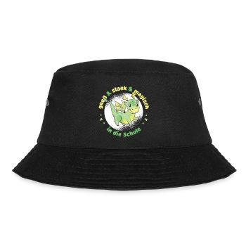 Drache Dino Einschulung - "magisch in die Schule" - Bucket Hat - Schwarz - Vorne - Lela (165cm)
