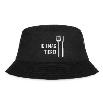 Ich Mag Tiere! (Grillbesteck / White) - Bucket Hat - Schwarz - Vorne - Lela (165cm)