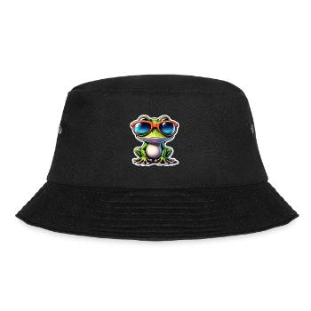 Frosch / Tier / Quack / Kröte / Teich / hüpfen - Bucket Hat - Schwarz - Vorne - Lela (165cm)