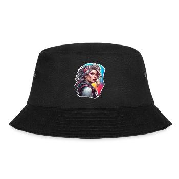 Rocker Girl / Punkrock / Frau / bunte Haare / cool - Bucket Hat - Schwarz - Vorne - Lela (165cm)