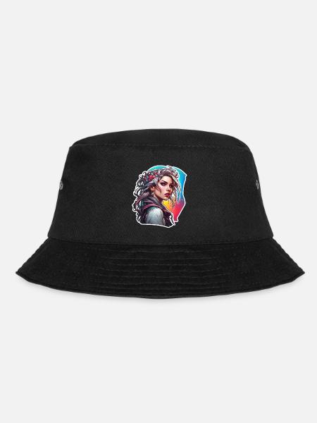 Rocker Girl / Punkrock / Frau / bunte Haare / cool - Bucket Hat - Schwarz