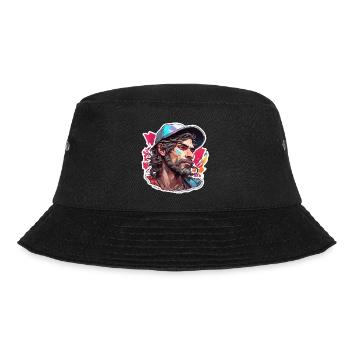 Typ / Kerl / Mann / Männlich / Bart / Porträt - Bucket Hat - Schwarz - Vorne - Lela (165cm)