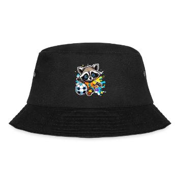 Fußball Waschbär / Tier / Fußball / Tor / Sport - Bucket Hat - Schwarz - Vorne - Lela (165cm)