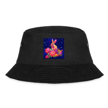 Space-Kaninchen - "hat was genommen" - Bucket Hat - Schwarz - Vorne - Lela (165cm)