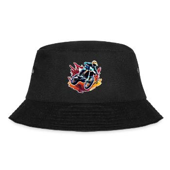 Biker / Motorrad Fahrer / Biker / Zweirad / Cross - Bucket Hat - Schwarz - Vorne - Lela (165cm)
