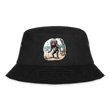 Affe / Tier / Zoo / Babian / Wild / Comic - Bucket Hat - Schwarz - Vorne - Lela (165cm)
