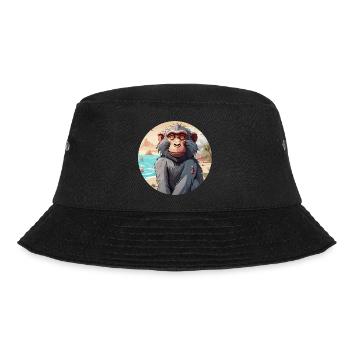 Affe / Tier / Zoo / Babian / Wild / Comic - Bucket Hat - Schwarz - Vorne - Lela (165cm)