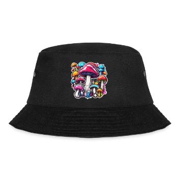 Mushroom / Mushroom / Meadow / Forest / Goa / Psy - Bucket Hat - black - Front - Lela (165cm)
